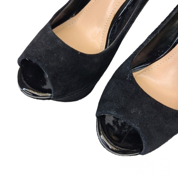 Sole Society Louisa Black Suede Wedges 6 - Picture 5 of 11